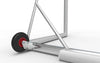 Detail van het aluminium voetbaldoel met stevige wielen. Ideaal voor training en tuin, extra verzwaard voor stabiliteit en eenvoudig verplaatsbaar.