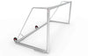 Stevig aluminium voetbaldoel van 500x200cm met drie wielen voor gemakkelijke verplaatsing. Geschikt voor kinderen en trainingsdoeleinden.