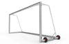 Aluminium voetbaldoel met zijwielen voor eenvoudige verplaatsing. Ideaal voor kinderen en trainingen, weerbestendig en stevig gebouwd.