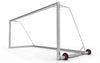 Aluminium voetbaldoel 500x200cm met zijwielen voor mobiliteit. Ideaal voor kinderen en trainingen, stevig en weerbestendig voor langdurig gebruik.