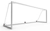 Groot aluminium voetbaldoel van 732x244cm met stevig frame en drie wielen. Ideaal voor officiële wedstrijden en intensief gebruik op het veld.