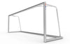 Zijaanzicht van een aluminium klein voetbaldoeltje van 300x100cm. Demontabel en eenvoudig te verplaatsen voor flexibel gebruik.