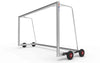 Aluminium voetbaldoeltje 300x150cm met wielen voor eenvoudig transport. Demontabel en stevig, ideaal voor flexibel gebruik op het veld.