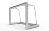 Schuin vooraanzicht van het aluminium mini voetbaldoel 120x80cm. Compact en stevig, ideaal voor trainingen en recreatief gebruik.