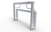Zijaanzicht van een ingeklapt aluminium mini goaltje van 120x80cm. Ideaal voor trainingen en in de achtertuin, lichtgewicht en stevig ontwerp.