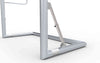 Close-up van de onderste steun van het aluminium mini voetbaldoel, met stevige bevestiging en inklapbaar ontwerp voor eenvoudig gebruik.