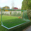 Robuust Calzio Champion 500 voetbaldoel van 500x200cm met groen net, geschikt voor gebruik in de achtertuin of op het sportveld.