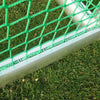 Detail van het Calzio Elite 400 voetbaldoel met stevig aluminium frame en duurzaam groen net. Ideaal voor professioneel en recreatief gebruik.- CAL_E400