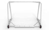 Achteraanzicht van het aluminium voetbaldoel 300x200cm. Extra verzwaard en voorzien van twee wielen voor moeiteloze verplaatsing en stabiliteit.