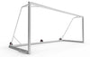 Aluminium voetbaldoel van 500x200cm met drie wielen, ideaal voor trainingen en kinderen. Lichtgewicht en eenvoudig te verplaatsen.
