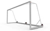 Stevig aluminium voetbaldoel van 500x200cm met drie wielen voor eenvoudige verplaatsing. Ideaal voor kinderen en trainingsdoeleinden in de tuin of op het veld.