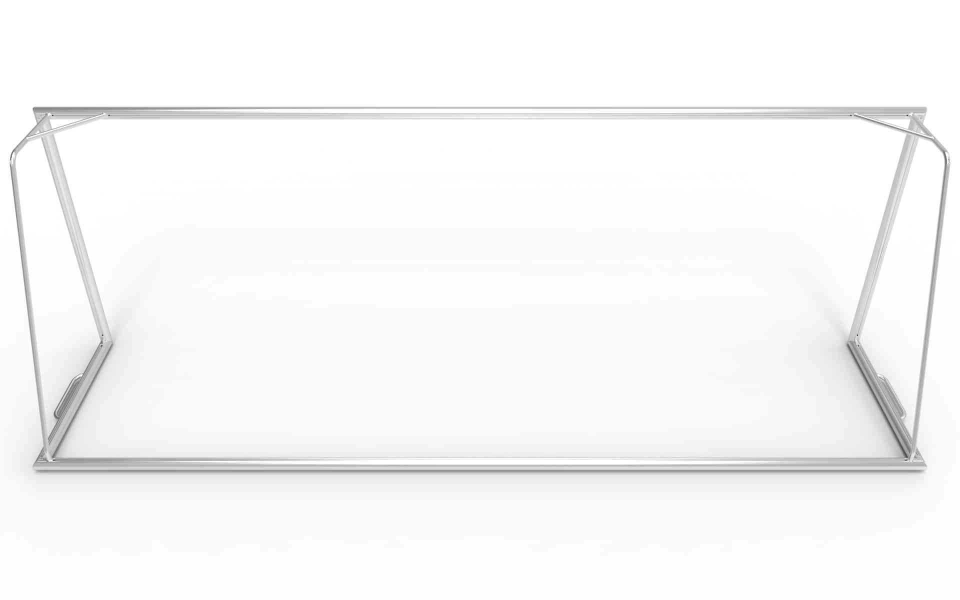 Vooraanzicht van het grote aluminium voetbaldoel 732x244cm, ontworpen voor professionele wedstrijden en langdurig gebruik.