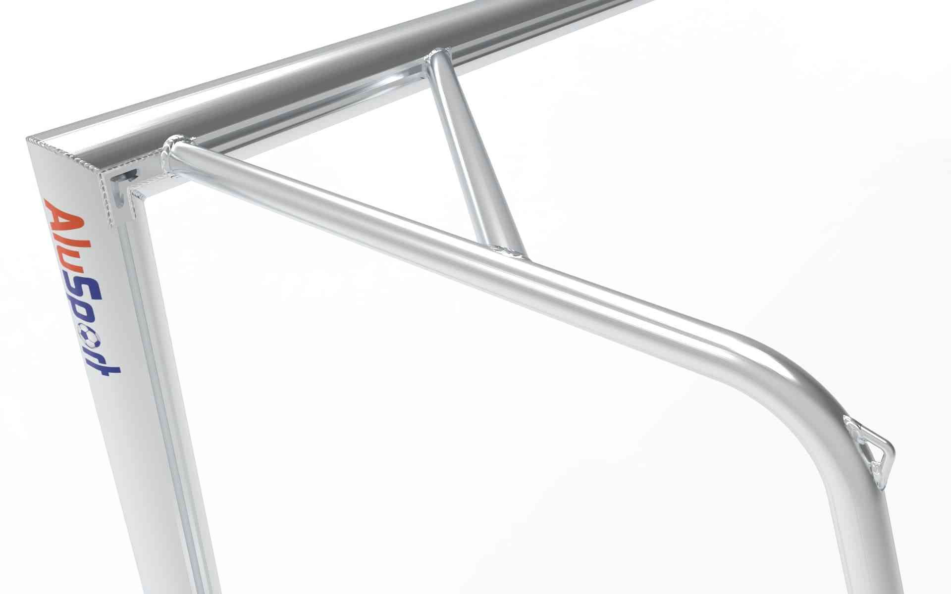 Detail van het aluminium voetbaldoel 732x244cm met stevige constructie en duurzame afwerking, perfect voor intensief gebruik.