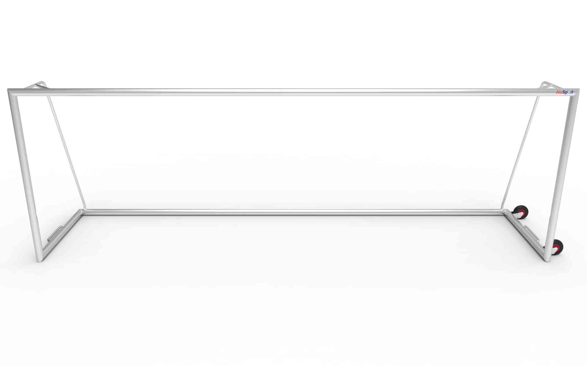 Vooraanzicht van het aluminium voetbaldoel groot (732x244cm), ontworpen voor professionele wedstrijden. Weerbestendig en robuust voor langdurig gebruik.