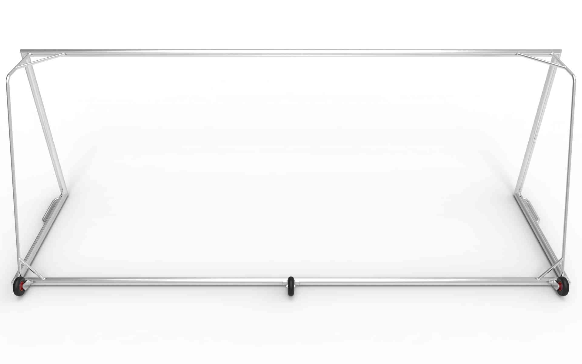 Vooraanzicht van het aluminium voetbaldoel 732x244cm met stevige constructie. Geschikt voor officiële wedstrijden en trainingen op hoog niveau.