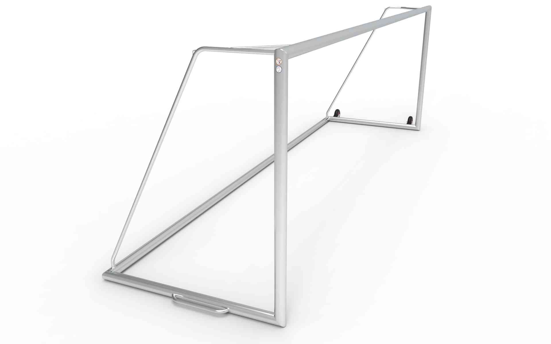 Aluminium voetbaldoel van 732x244cm met stevige constructie en weerbestendige materialen. Geschikt voor intensief gebruik op sportvelden.