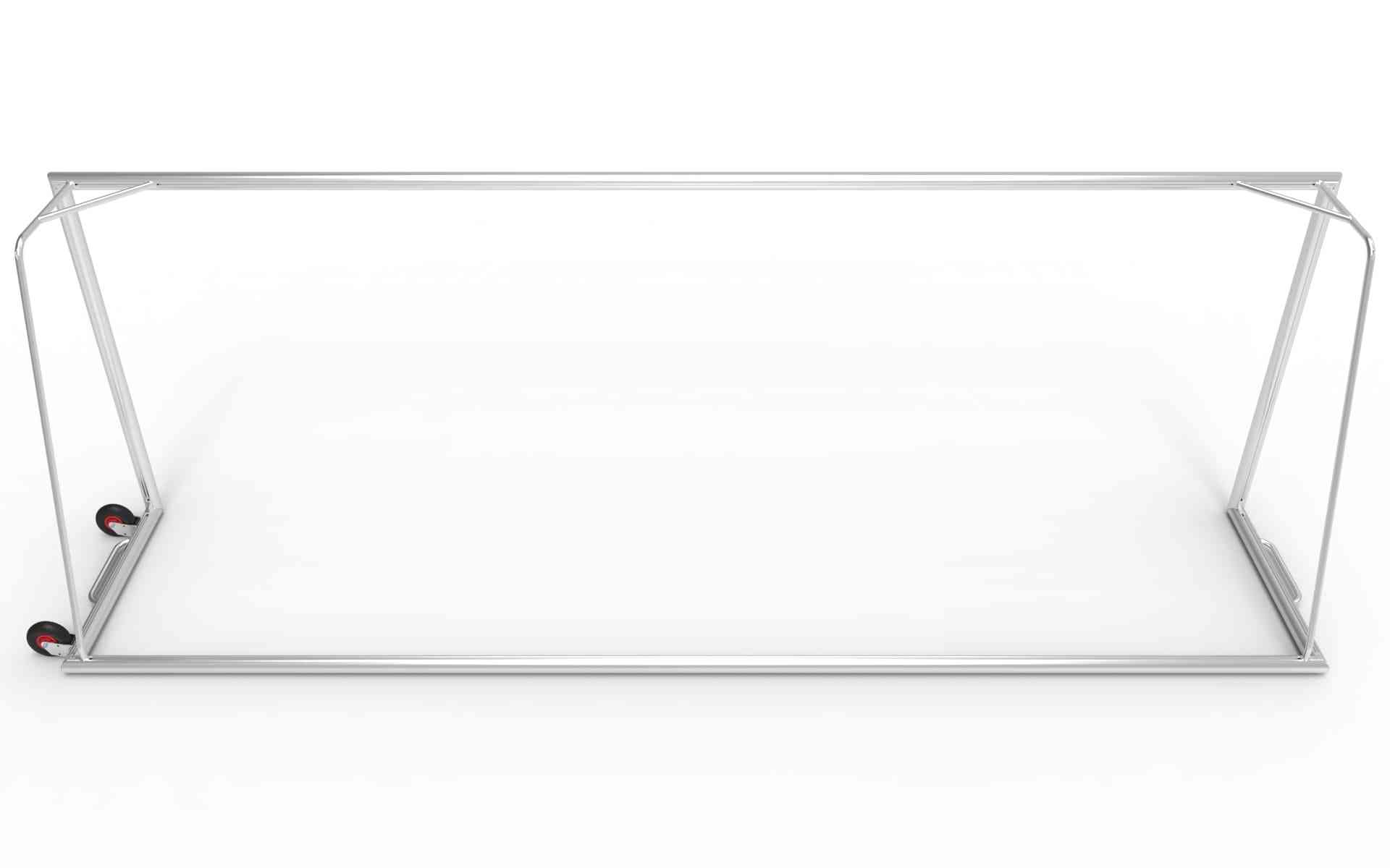 Vooraanzicht van een robuust aluminium voetbaldoel van 732x244cm met duurzame afwerking. Perfect voor professioneel en amateurvoetbal.