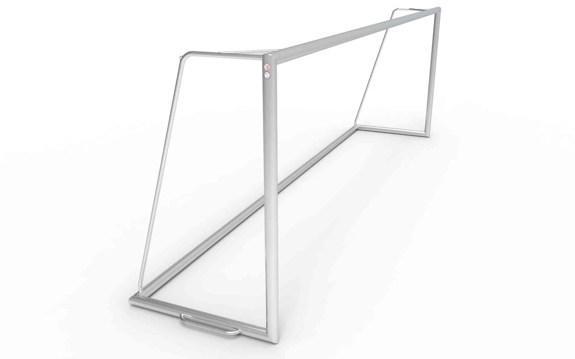 Achteraanzicht van het grote aluminium voetbaldoel 732x244cm. Lichtgewicht maar robuust ontwerp, geschikt voor professionele wedstrijden.