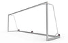 Aluminium voetbaldoel groot 732x244cm met drie wielen voor mobiliteit. Geschikt voor intensief gebruik op sportvelden en bij voetbalclubs.