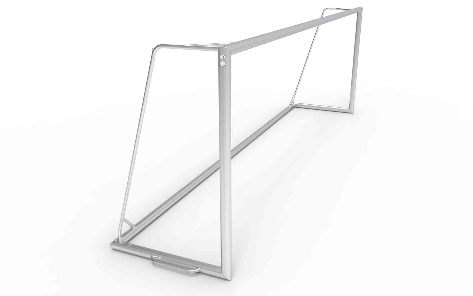 Achteraanzicht van het grote aluminium voetbaldoel 732x244cm, ideaal voor clubs en officiële wedstrijden.