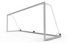 Achteraanzicht van het grote aluminium voetbaldoel 732x244cm. Geschikt voor officiële wedstrijden en intensieve trainingen.