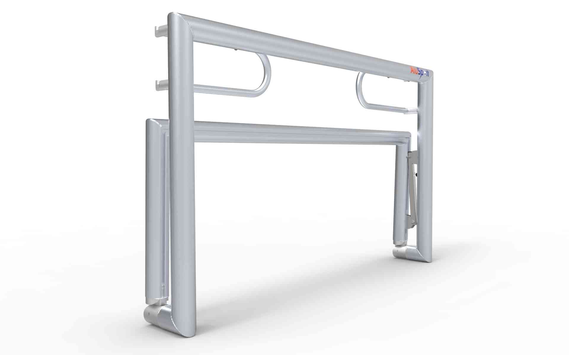 Aluminium inklapbaar mini goaltje van 160x100cm in opgevouwen stand. Ideaal voor kinderen en training in de achtertuin of op het veld.