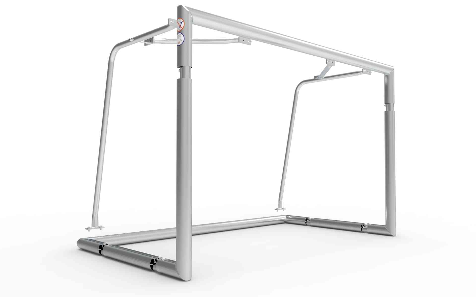 Aluminium mini voetbaldoel van 160x100cm, demontabel en verplaatsbaar. Ideaal voor trainingen en kleine voetbalwedstrijden.