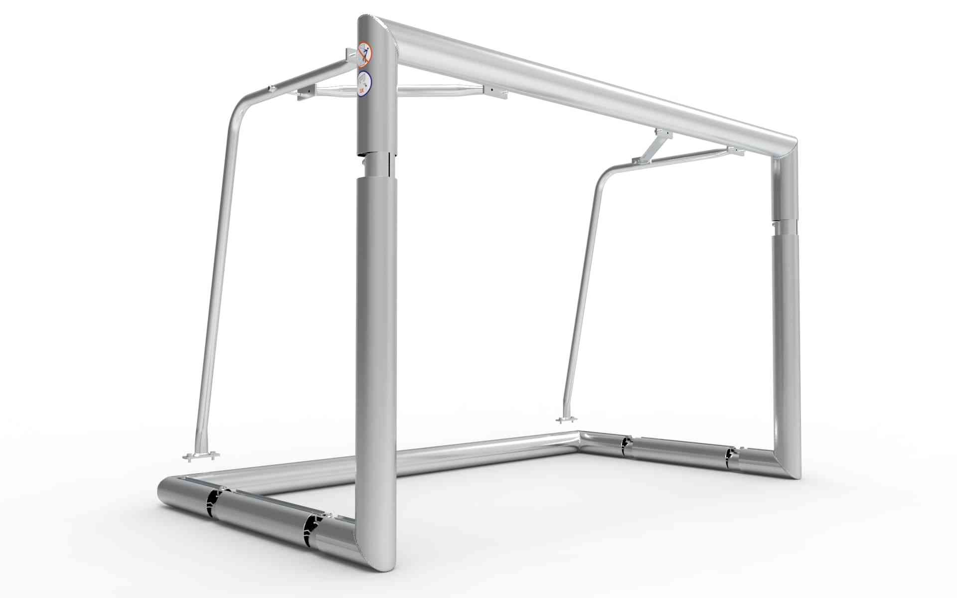 Aluminium mini voetbaldoel 160x100cm, demontabel en verplaatsbaar. Stevig ontwerp met afgeronde hoeken voor veilig gebruik op elk speelveld.