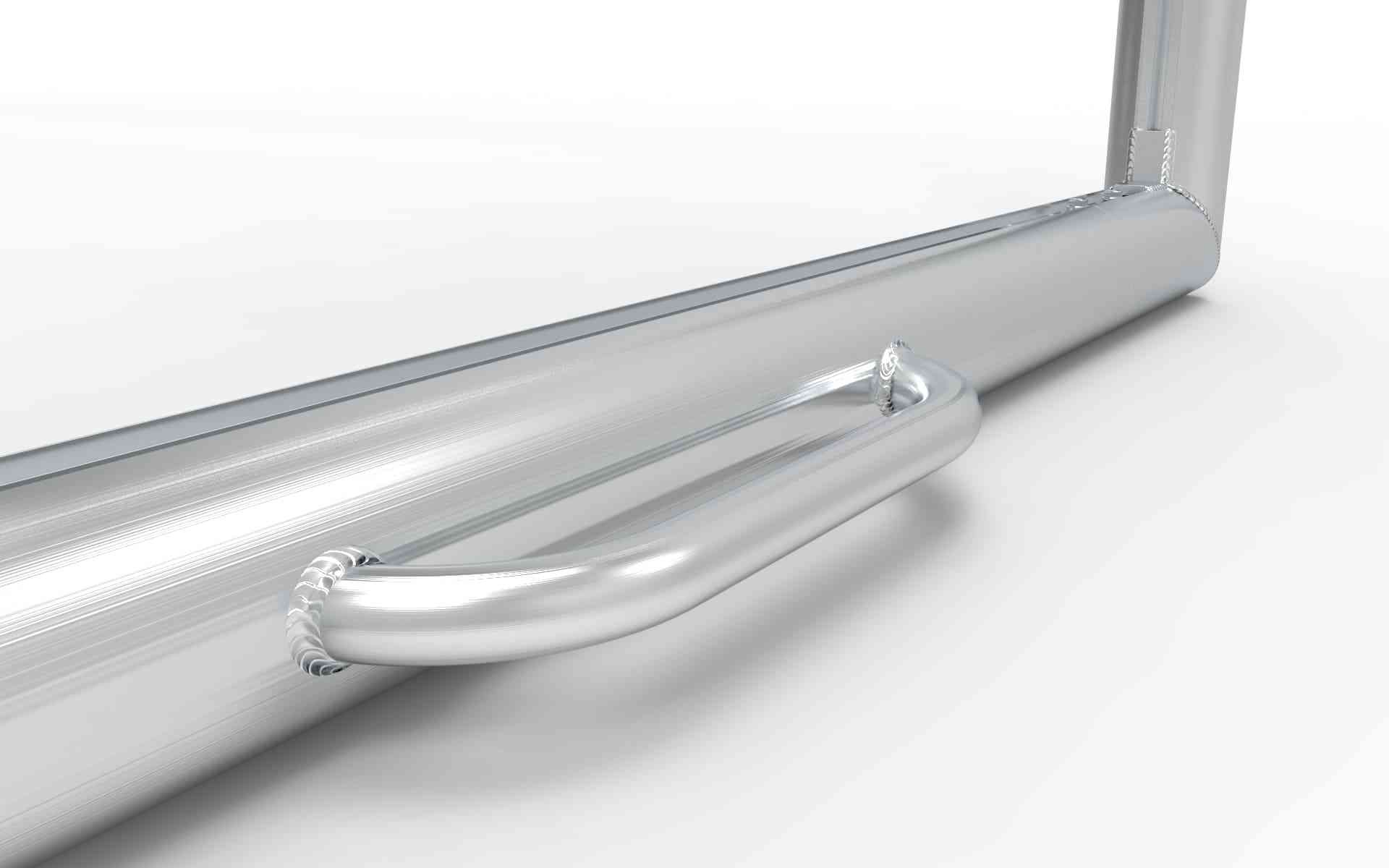 Detail van het robuuste aluminium frame van het grote voetbaldoel 732x244cm. Stevige lasnaden zorgen voor extra duurzaamheid en stabiliteit.
